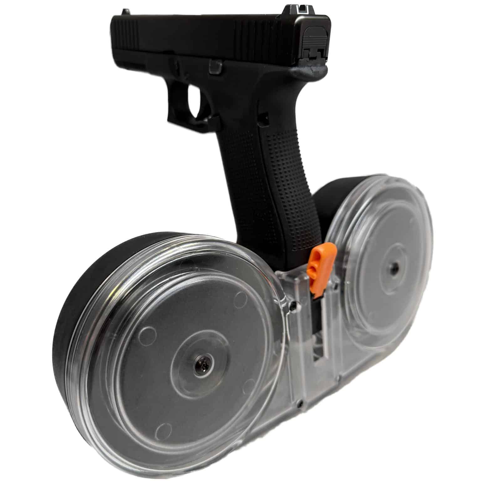 100 Round Drum Magazine on Glock Gun