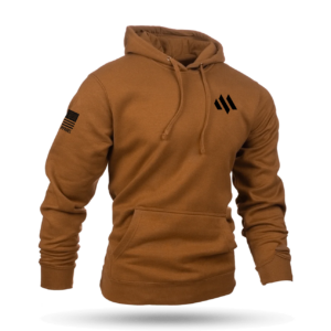 Meta Tactical Black Logo on Coyote Hoodie Front
