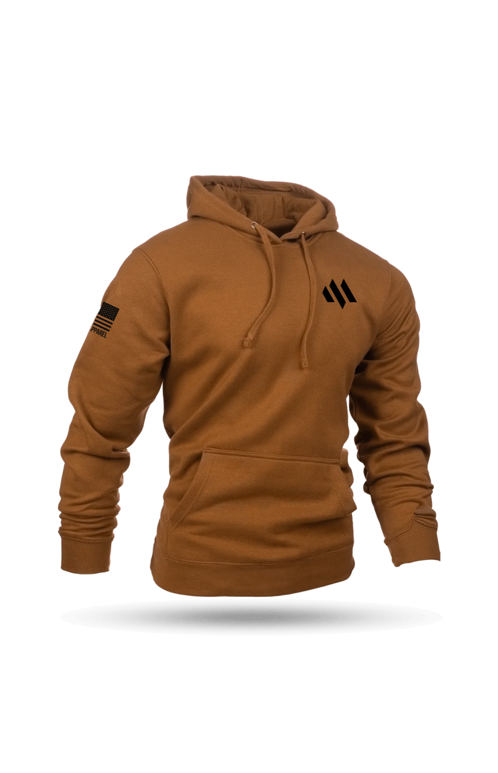 Meta Tactical Black Logo on Coyote Hoodie Front