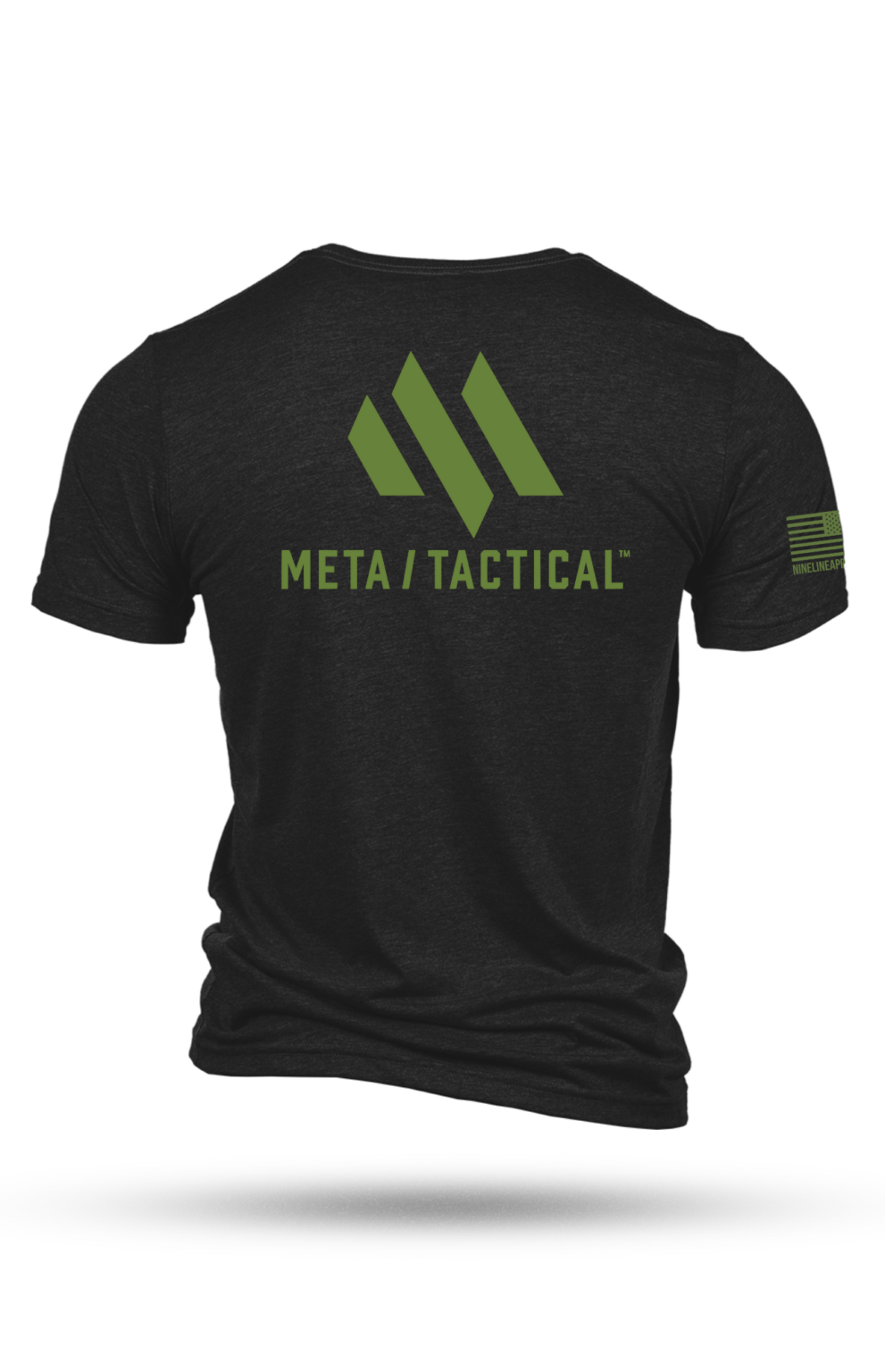 Meta Heathered Charcoal t-shirt Green Logo Back