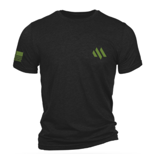 Meta Heathered Charcoal t-shirt Green Logo front