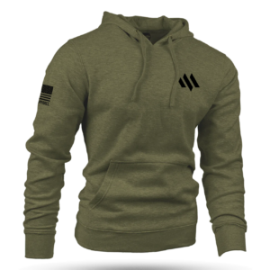 Meta Tactical Black Logo on OD Green Hoodie Front